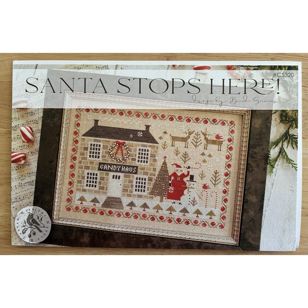 With Thy Needle & Thread SANTA STOPS HERE! Cross Stitch Chart By Brenda Gervais